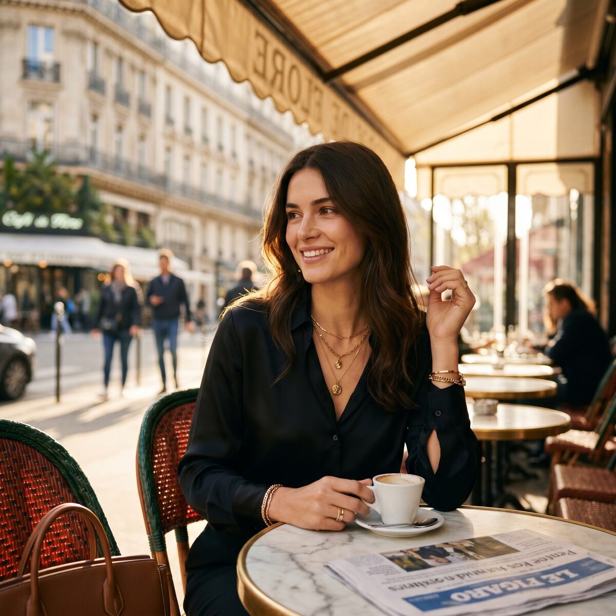 AI fashion photography — cream blazer street style editorial
